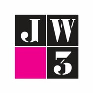 Jw3 Logo: Four squares, 3 are black with one being pink. They say JW3 inside the boxes.